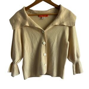 Cynthia Cynthia Steffe Large Cashmere Wool Blend‎ Cream Shawl Collar Cardigan